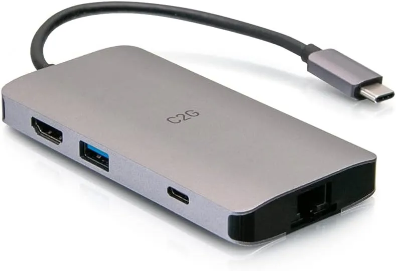 USB-C 8-in-1 Mini Dock with HDMI, 3X USB-A, Ethernet, SD Card Reader, and USB-C Power Delivery up to 100W - 4K 30Hz