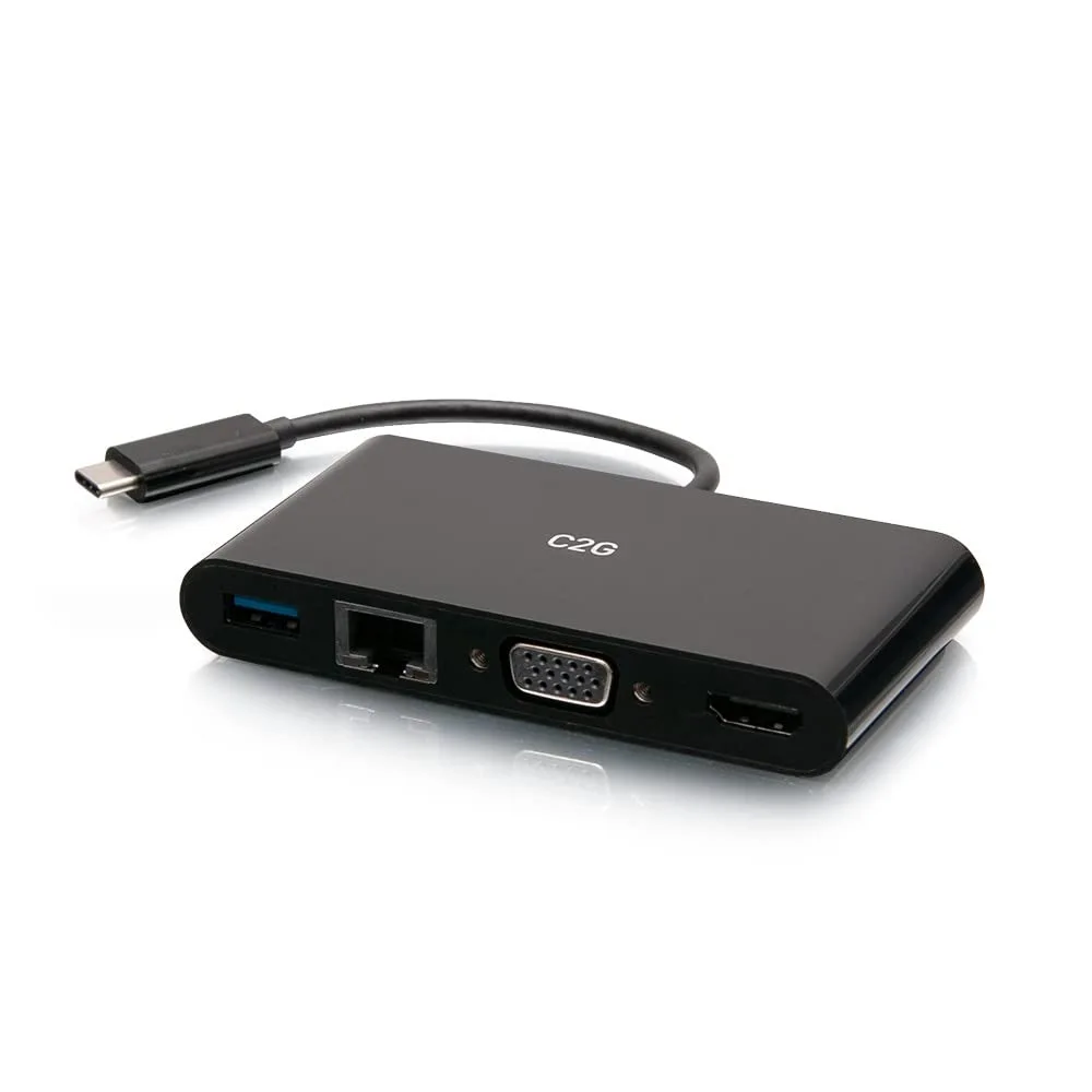 USB-C® to HDMI®, VGA, USB-A, and RJ45 Multiport Adapter - 4K 30Hz - Black