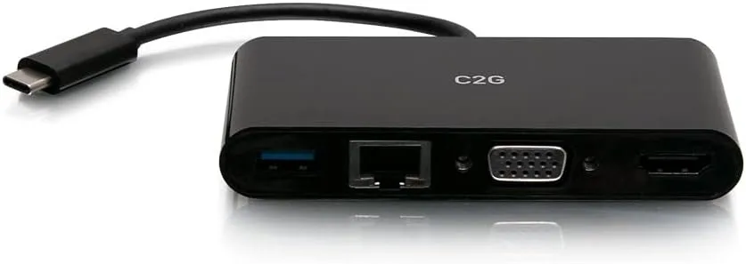 USB-C® to HDMI®, VGA, USB-A, and RJ45 Multiport Adapter - 4K 30Hz - Black
