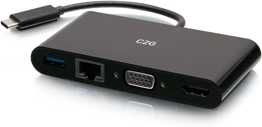 USB-C® to HDMI®, VGA, USB-A, and RJ45 Multiport Adapter - 4K 30Hz - Black