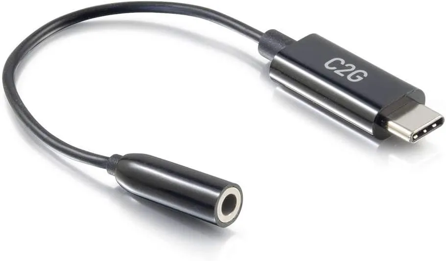 C2G USB C to 3.5mm Audio Adapter - USB C to AUX Cable - USB C to Headphone Jack - 0.39in Mini-phone/USB Audio Cable - 54426