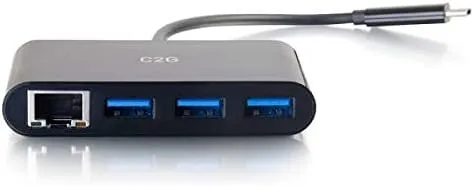 C2G USB-C to Gigabit Ethernet Adapter with 3-Port USB Hub