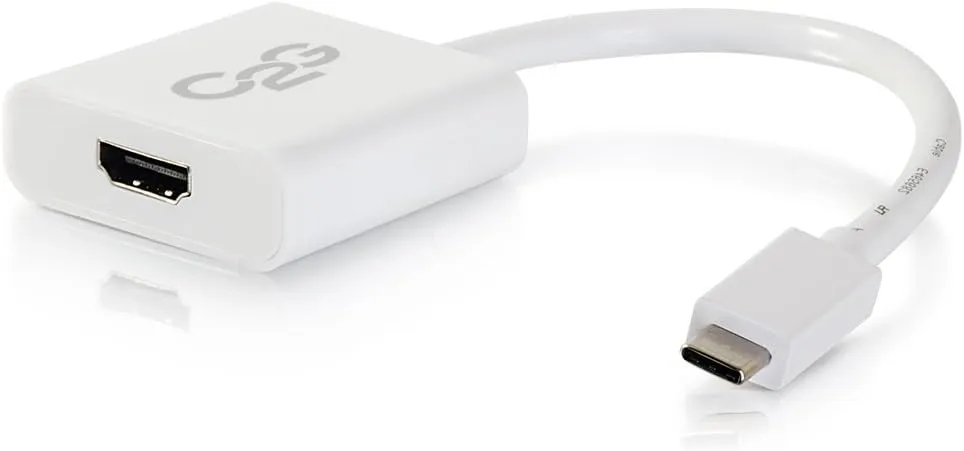 C2G USB Adapter, HDMI Adapter, 4K, USB C to HDMI, Audio/Video Adapter Converter, White, 8 Inches, Cables to Go 29475