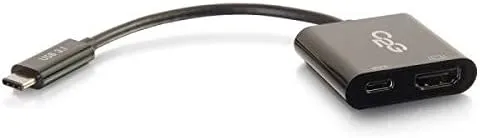 C2G USB Adapter, 4K, USB C to HDMI UHD Audio/Video Adapter Converter with Power, Black, Cables to Go 29531