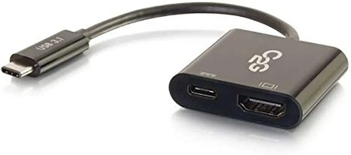 C2G USB Adapter, 4K, USB C to HDMI UHD Audio/Video Adapter Converter with Power, Black, Cables to Go 29531