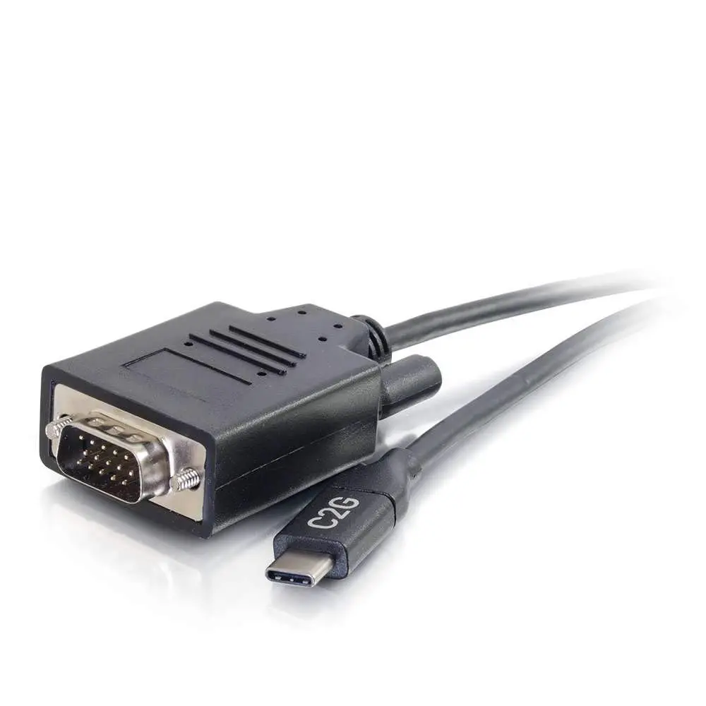 C2G USB C Cable, USB C to VGA, Video Adapter Cable, 10 Feet (3M), Cables to Go 26897, Black