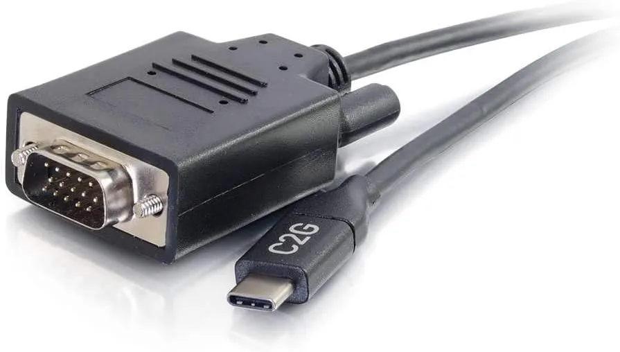 C2G USB C Cable, USB C to VGA, Video Adapter Cable, 10 Feet (3M), Cables to Go 26897, Black
