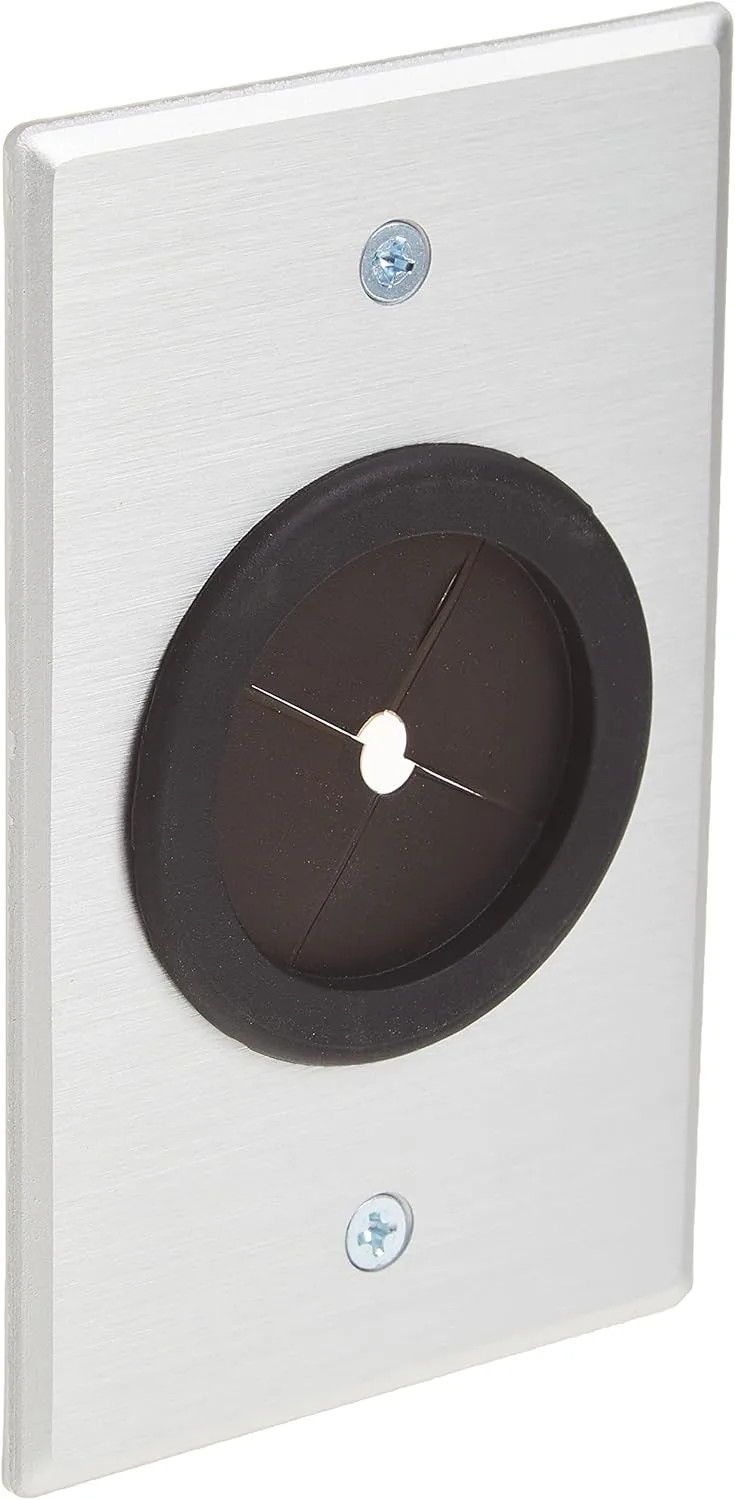 C2G Legrand Cable Pass Through with Rubber Grommet, Grommet Wall Plate Works as Pass Through Wall Plate, Brushed Aluminum