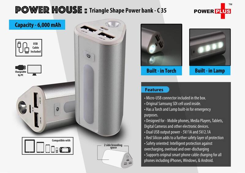 Power Plus Power House : Triangle shape Power Bank with Lamp and Torch