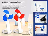 Folding Table USB fan with safety blades and USB cable