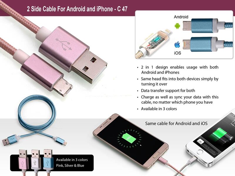 2 side cable for Android and iPhone