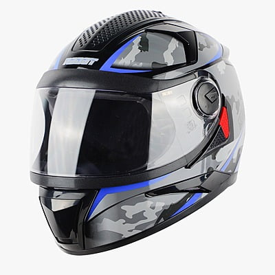 STEELBIRD SBH-17 ROBOT CAMO MATT BLACK/BLUE C/V (L)