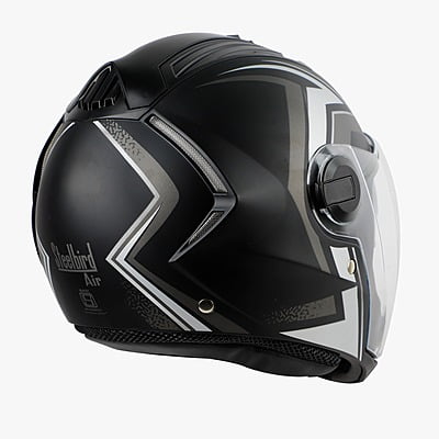 STEELBIRD SBA-2 ISS REED GLOSSY BLACK GREY D/V (SILVER) (L)