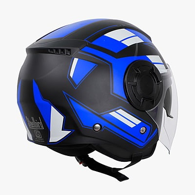 STEELBIRD SBH-31 DRX ISS PACE GLOSSY BLACK/BLUE C/V (L)