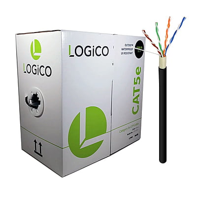 Cat5e UTP LLDPE+UV Res Outdoor  CCA 24AWG 1000Ft Black