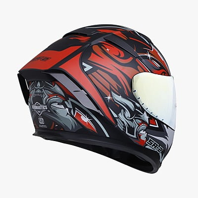 STEELBIRD SA-2 VILLAIN GLOSSY BLACK/RED C/V (L) + EXTRA CHROME VISOR