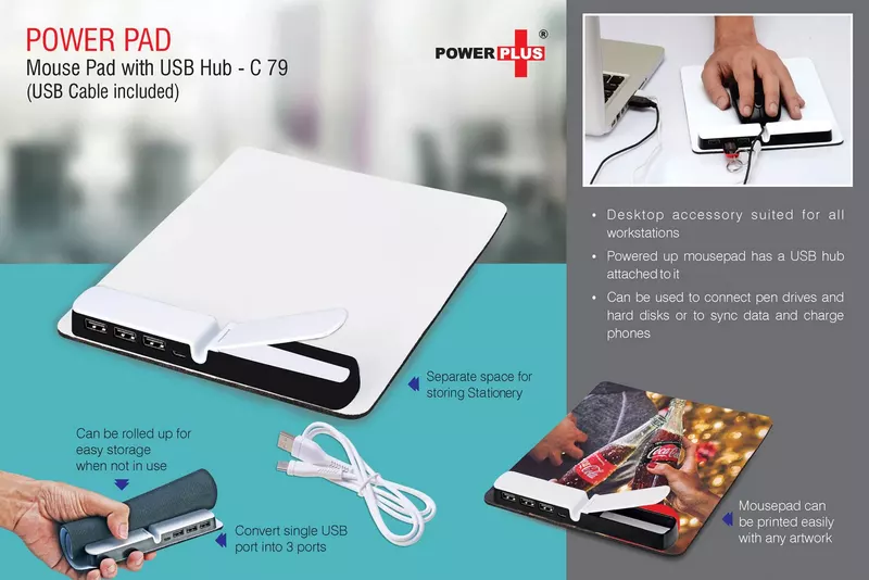 PowerPad: Mouse Pad With Usb Hub