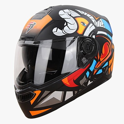 STEELBIRD SBA-7 BIRDIE GLOSSY BLACK/ORANGE C/V (M)