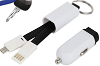 Car charger with keychain and charging cable