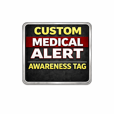 Custom Medical Alert Key Chain: Embroidered Faux Leather Snap Tab