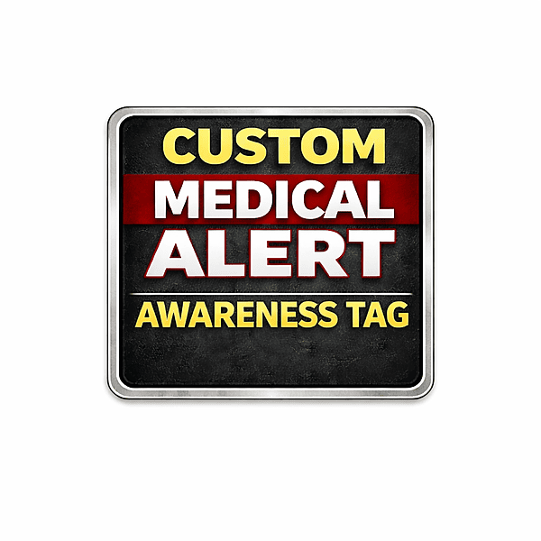 Custom Medical Alert Key Chain: Embroidered Faux Leather Snap Tab