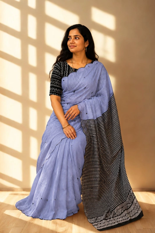 Chanderi mirror Blueish Grey