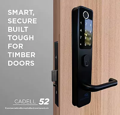 LOCKTON 'E-Series' CADELL52 Commercial & Domestic Electronic Lever Lock KIT *BLACK* - Incl. 60mm Mortice Lock (Art. SG-ML60)