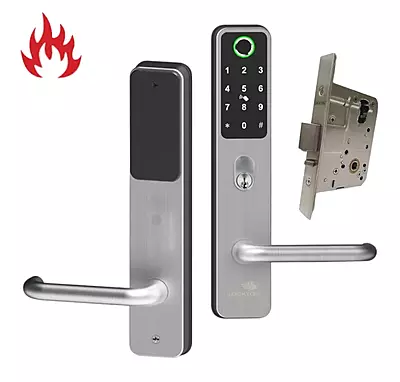 'E-Series' CADELL52 Commercial & Domestic Electronic Lever Lock KIT *Satin Stainless Steel*
