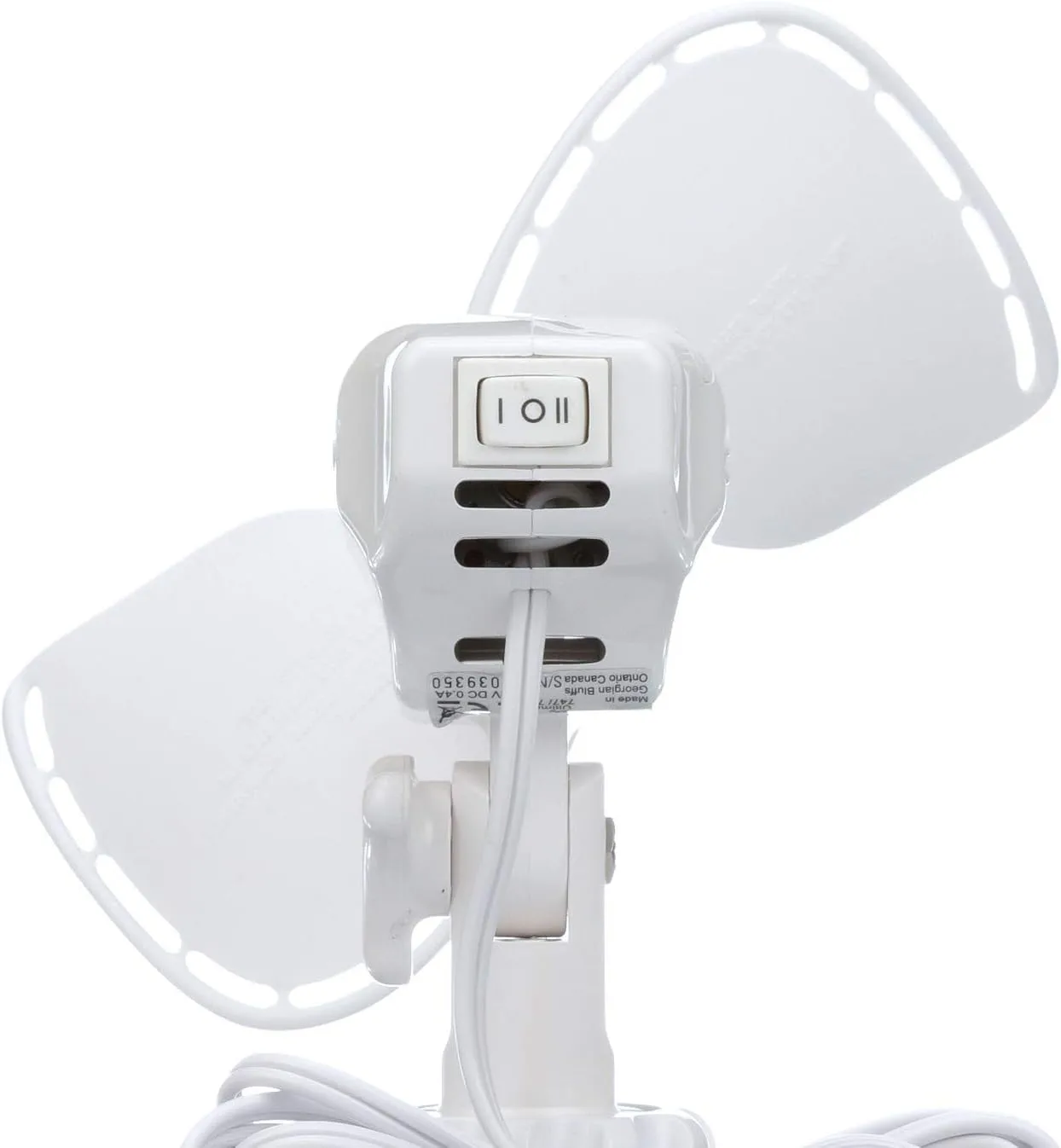 Caframo SEEKR by Caframo Fan. Grill-Less and Whisper Quiet. Shock-Absorbing FingerSafe Blade Design. 2 Speed. Made in