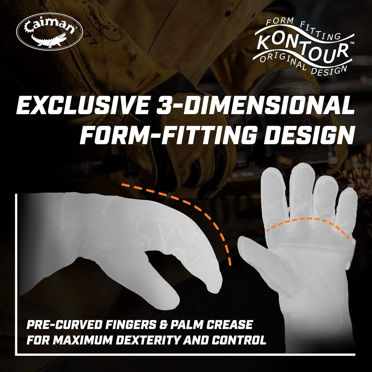 Caiman Premium Split Deerskin MIG/Stick Welding Gloves with Fleece/Foam Insulation, 21-inch length