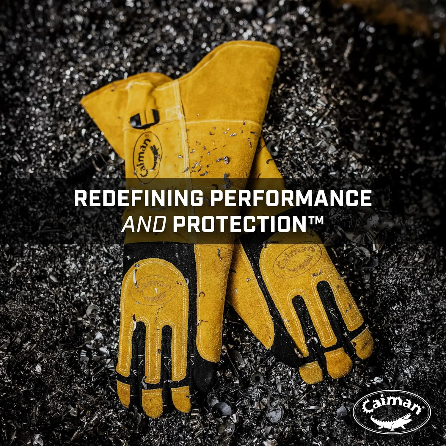 Caiman Premium Split Deerskin MIG/Stick Welding Gloves with Fleece/Foam Insulation, 21-inch length