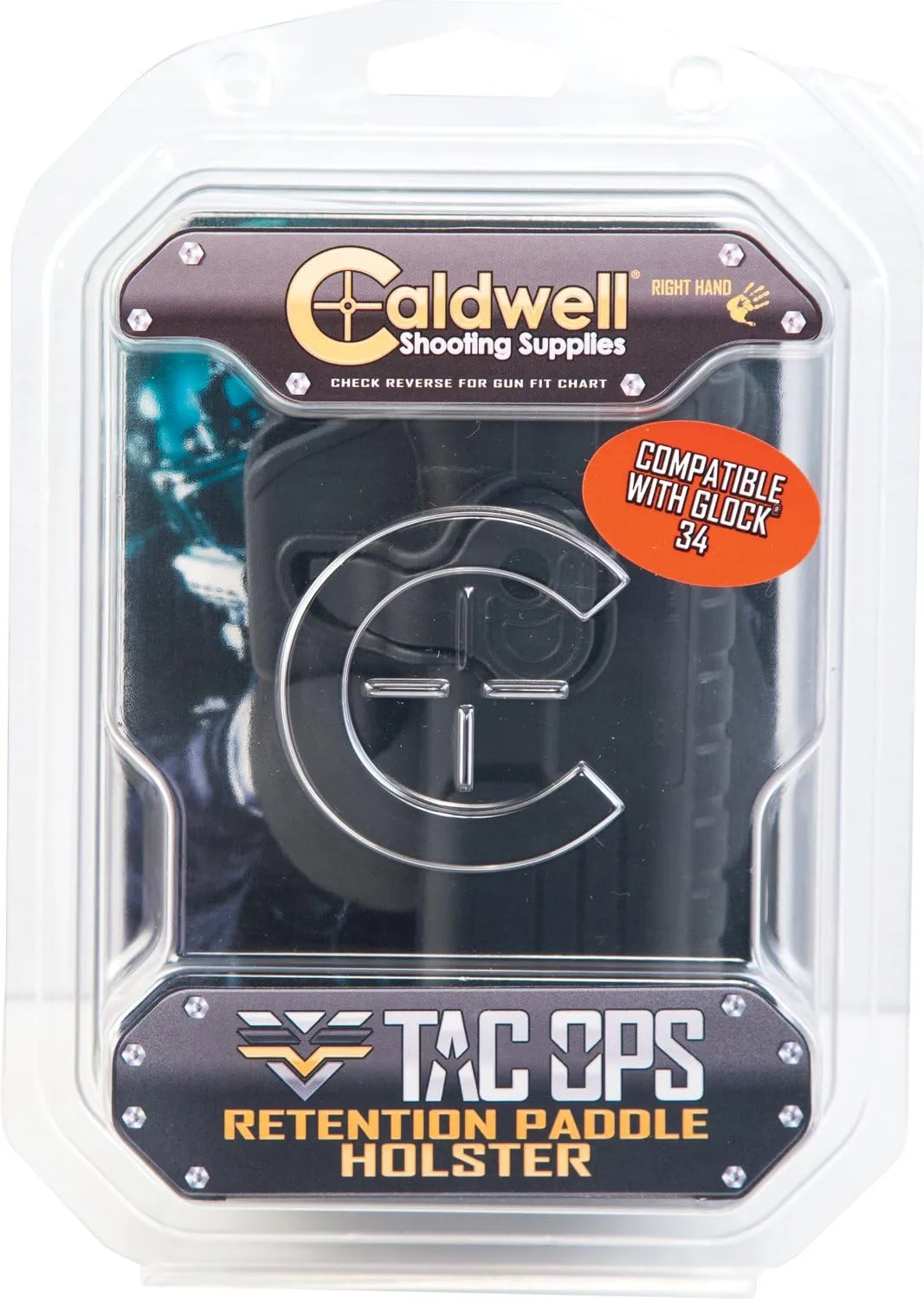 CALDWELL OWB Molded Retention Holsters with Heavy Duty Poly Construction, Adjustable Positioning and Paddle Clip