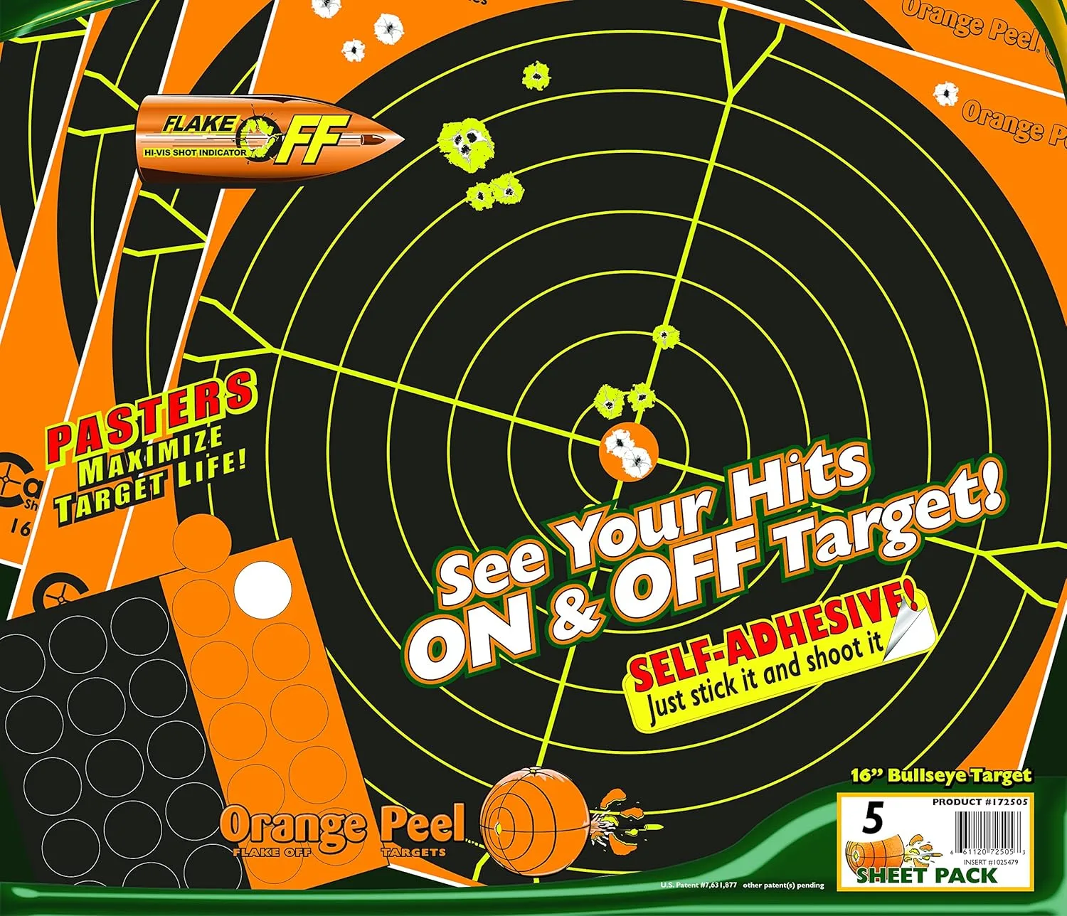 CALDWELL Orange Peel Bullseye Targets with Flake Off Material and Strong Adhesive