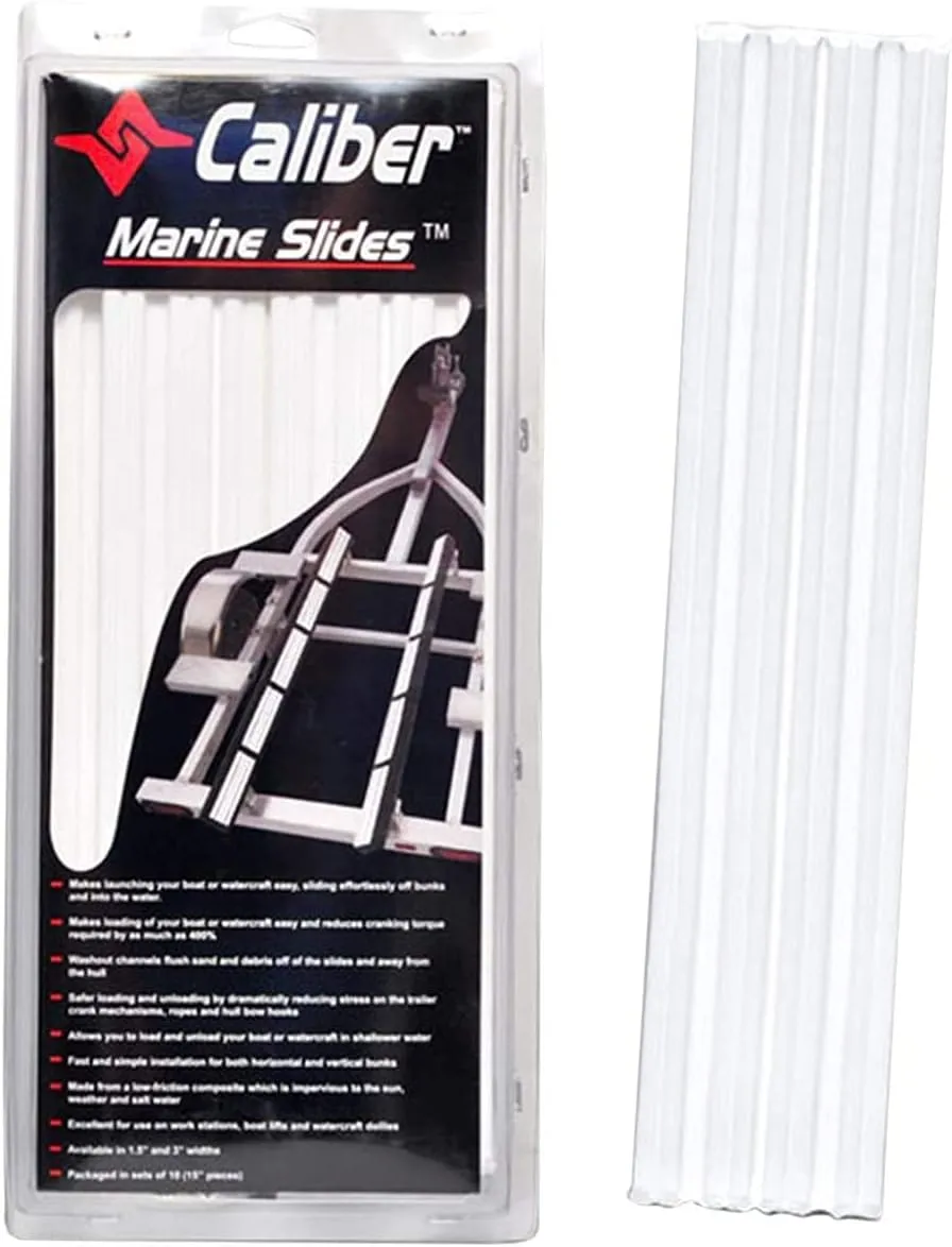 Caliber Marine Trailer Bunk Slides 23011, 3 x 15 inch, 10-Pack, White 3" x 15"