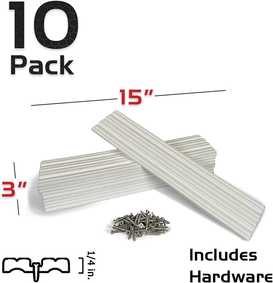 Caliber Marine Trailer Bunk Slides 23011, 3 x 15 inch, 10-Pack, White 3" x 15"