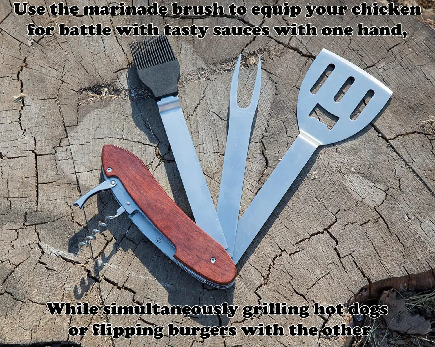 Caliber Gourmet 5-in-1 Multi Tool BBQ Barbecue Grill Accessories, Tools Set Kit, Camping Accessories, Grilling Parties
