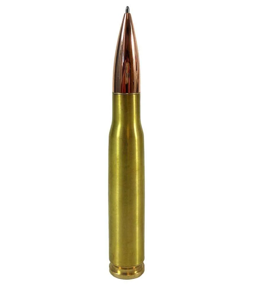 Caliber Gourmet 50 Caliber Bullet Twist Tactical Pen, Gold Plated, Realistic Refillable 50 Cal Bullet Pen for Hunters
