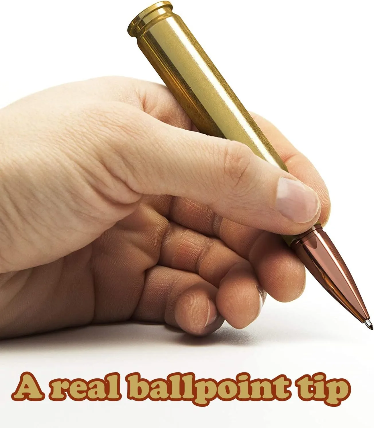Caliber Gourmet 50 Caliber Bullet Twist Tactical Pen, Gold Plated, Realistic Refillable 50 Cal Bullet Pen for Hunters