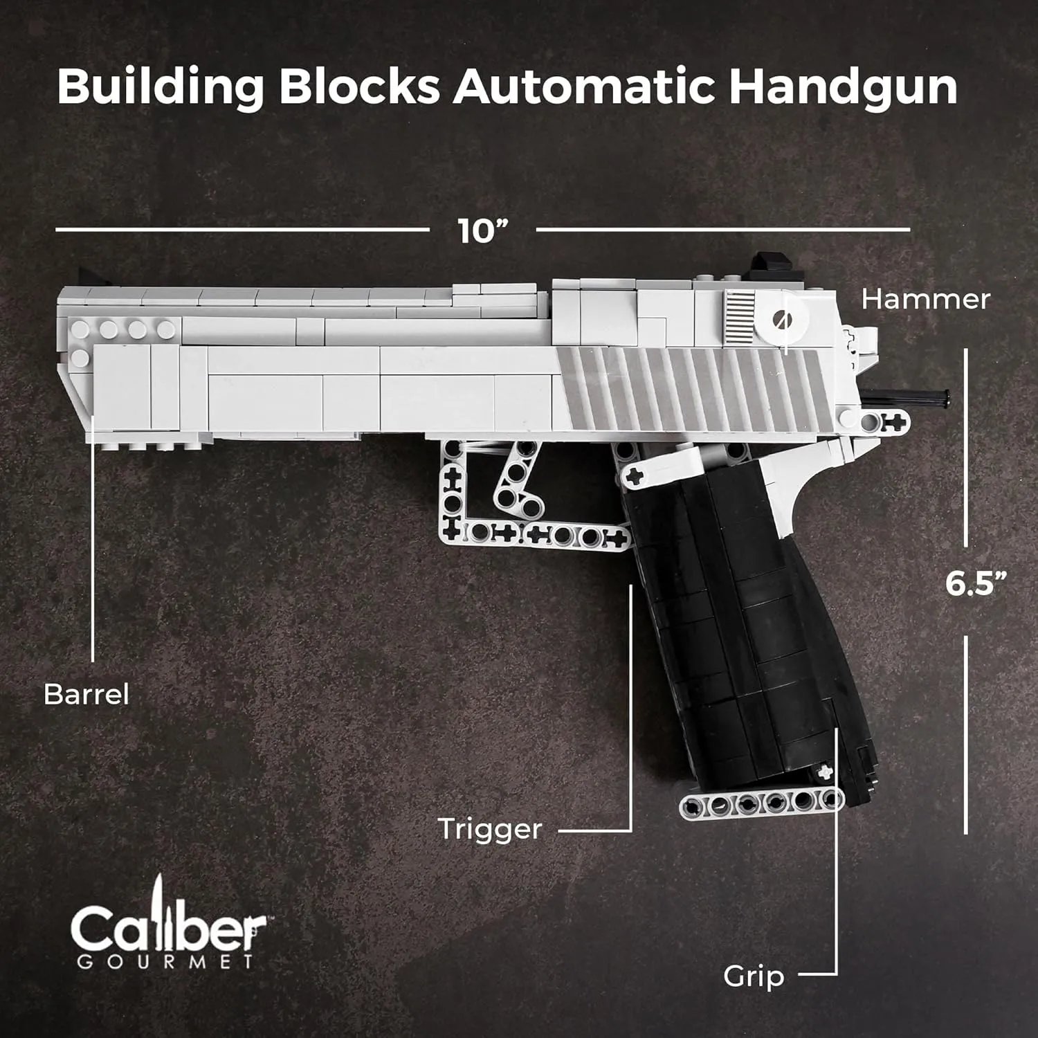 Caliber Gourmet Mechanical Model Kit - Automatic Toy Handgun, 528 pcs 3D Building Blocks