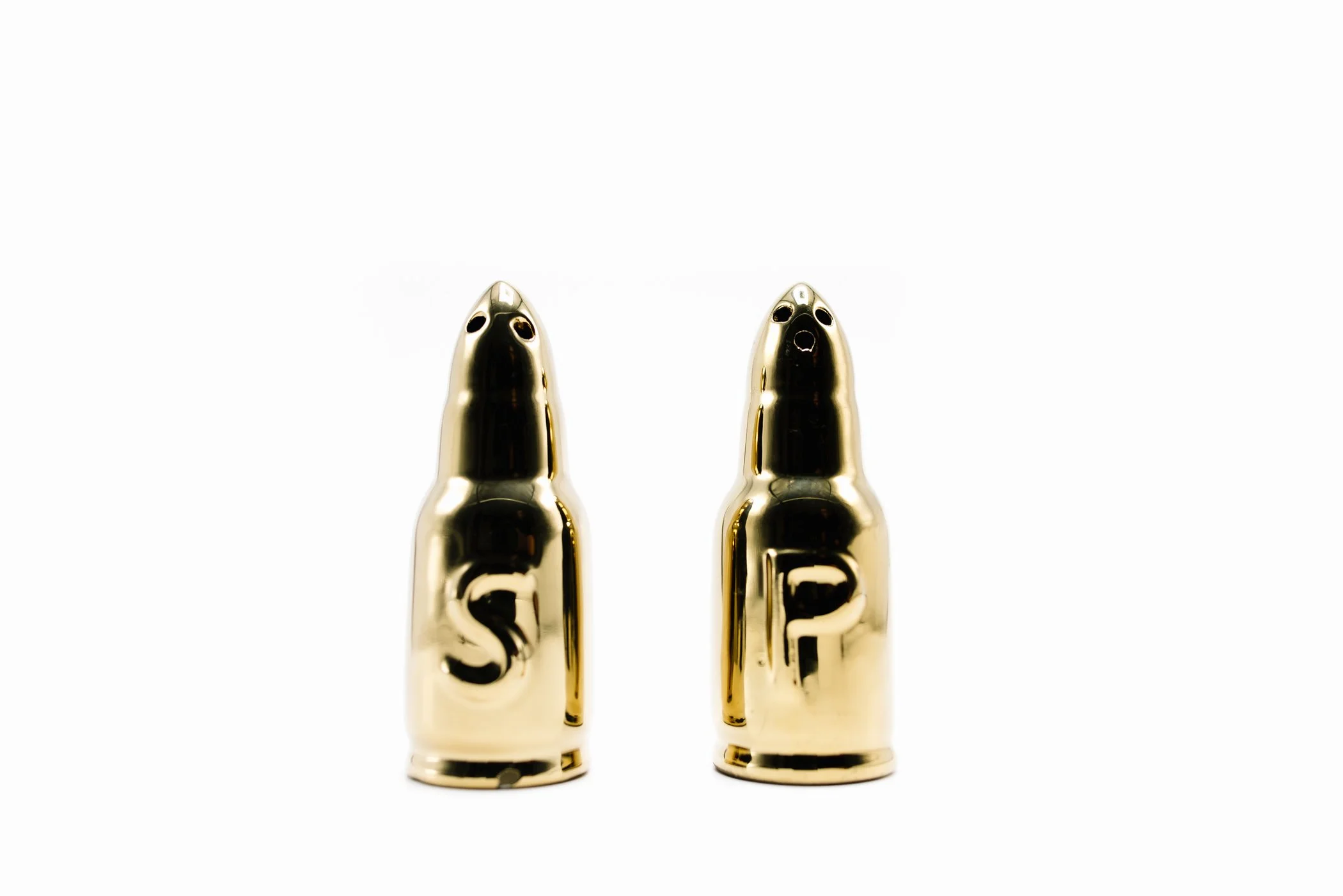 Caliber Gourmet Salt and Pepper Shakers Set For Kitchen Table, Bullet Style, Cooking Table, Collectible, Outdoors, Camping