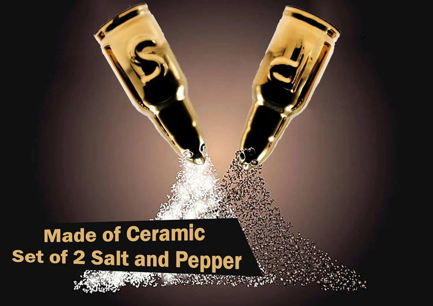 Caliber Gourmet Salt and Pepper Shakers Set For Kitchen Table, Bullet Style, Cooking Table, Collectible, Outdoors, Camping