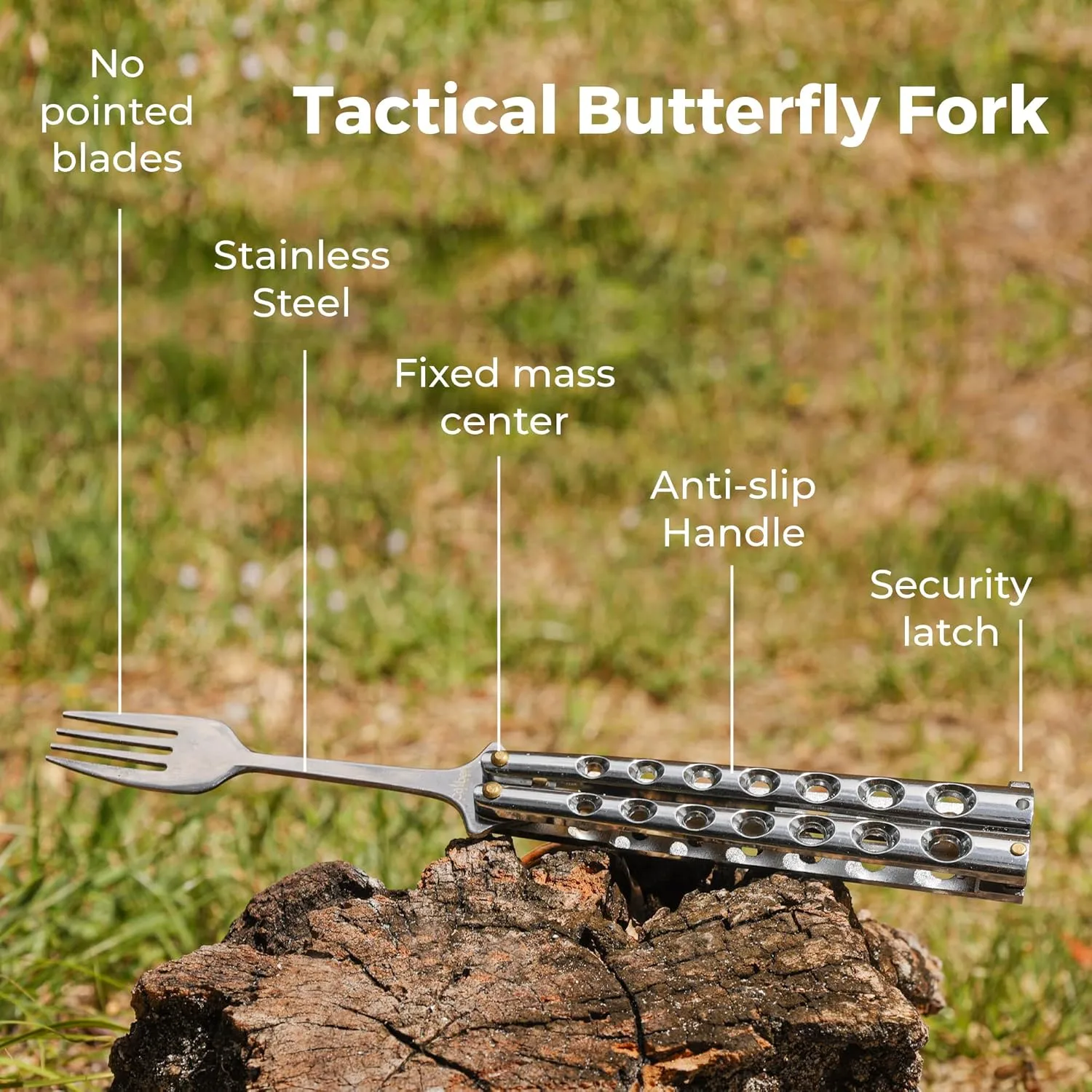 CALIBER GOURMET Butterfly Knife Style Folding Stainless Steel Utensil