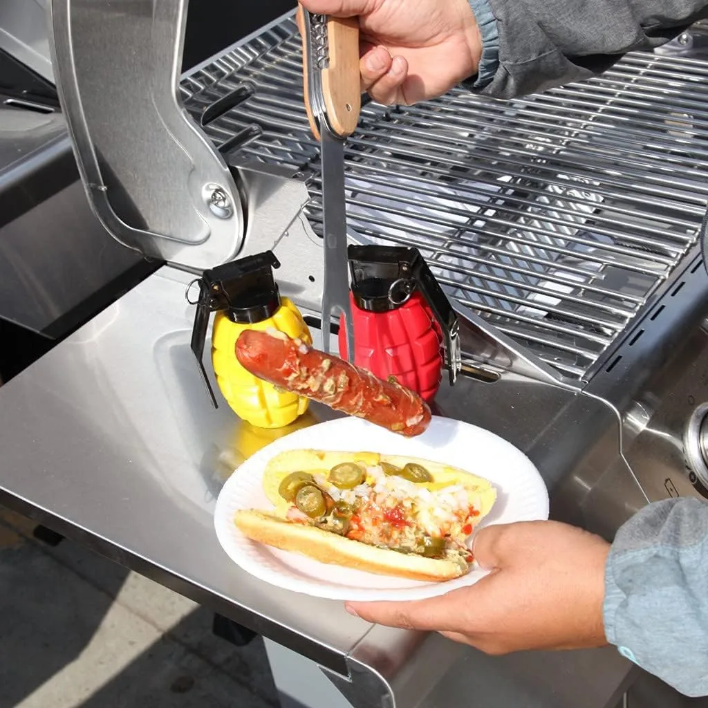 Caliber Gourmet Condiment Dispenser Set. Grenade Shape for BBQ Grill, Camping & Picnics, Ketchup Mustard Bundle Set