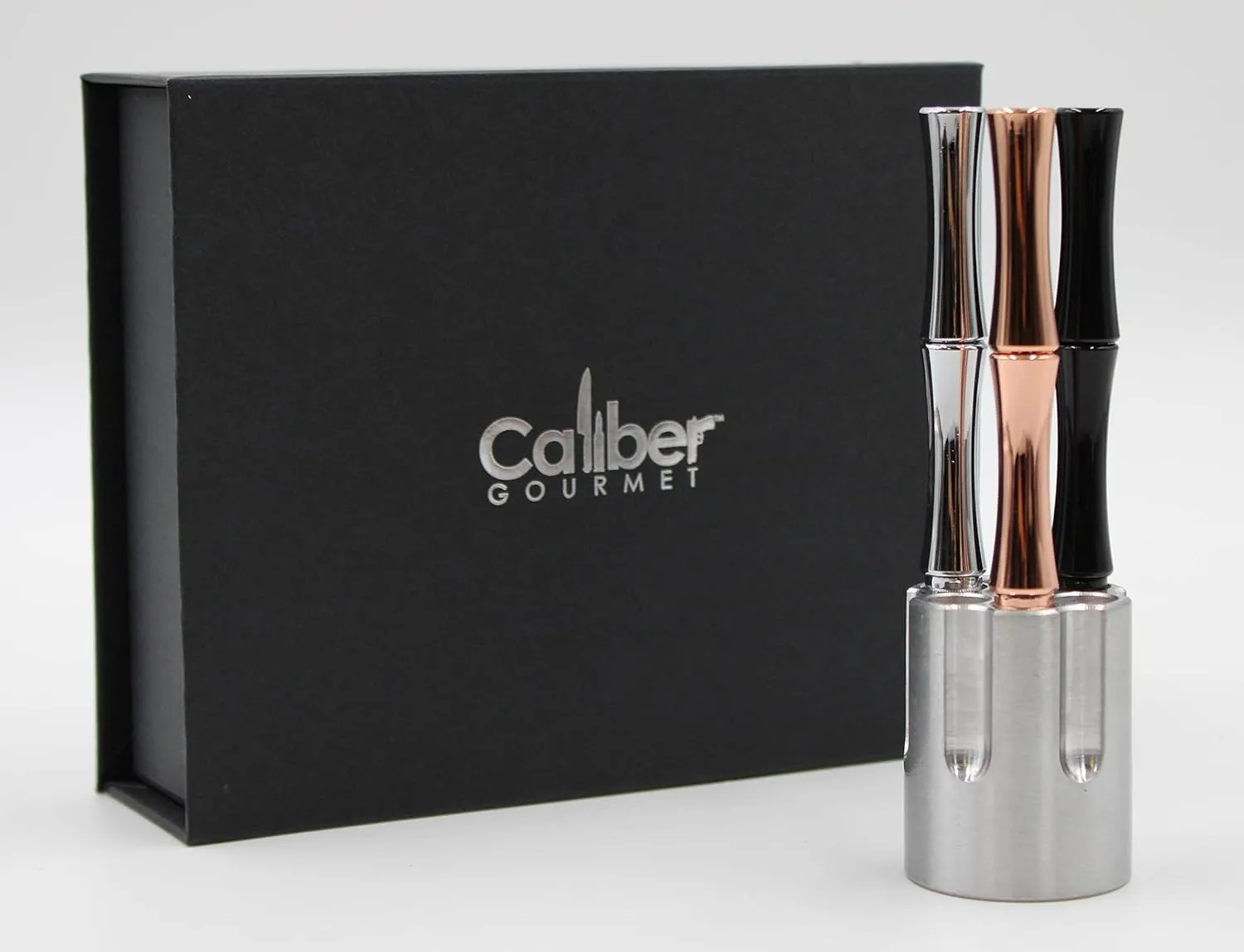 Caliber Gourmet Pen Holder & Paper Weight, Cast Aluminum Office Gift – Cool Pencil Holder for Desk Men, Funny Pen Stand