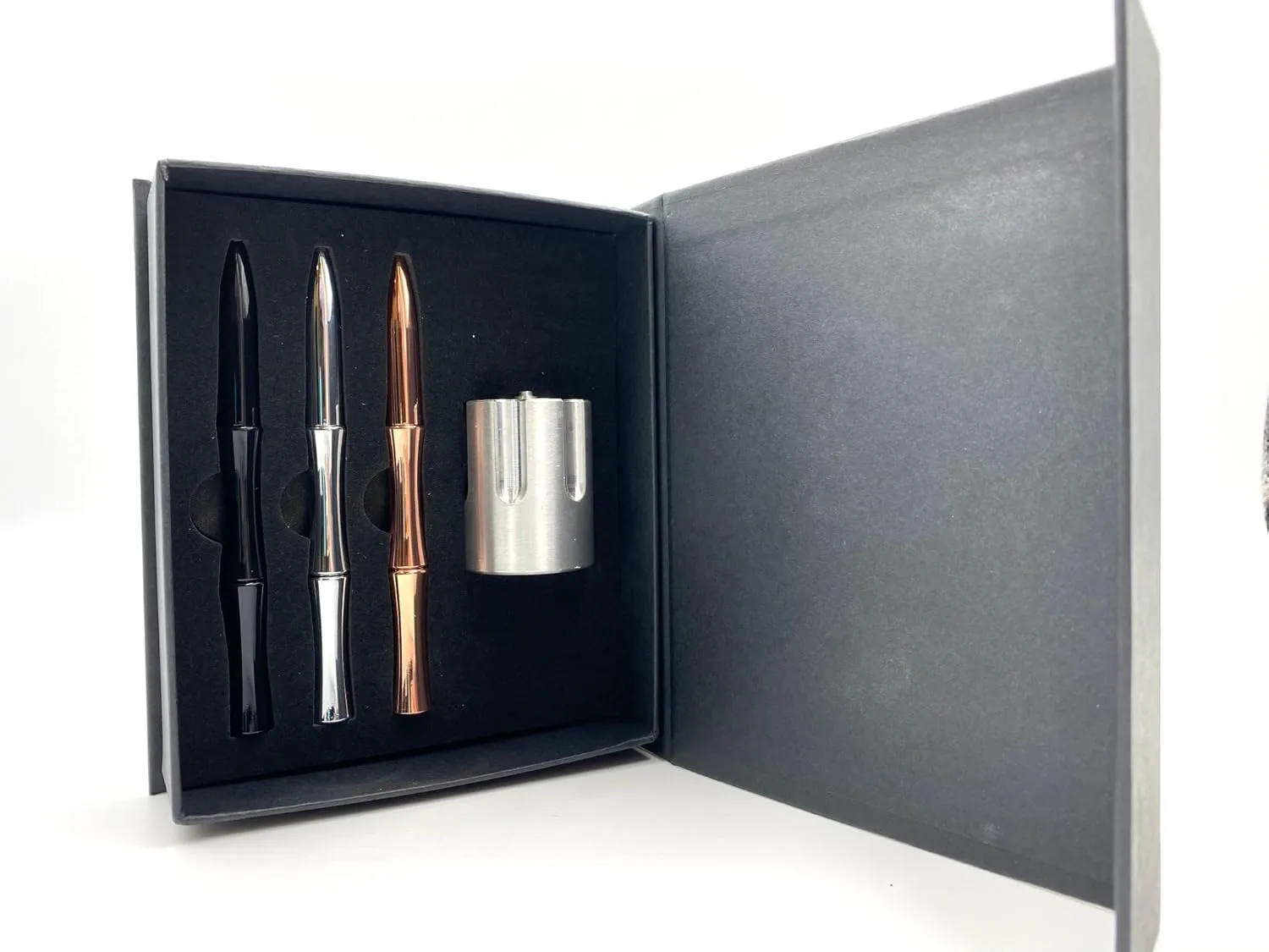 Caliber Gourmet Pen Holder & Paper Weight, Cast Aluminum Office Gift – Cool Pencil Holder for Desk Men, Funny Pen Stand