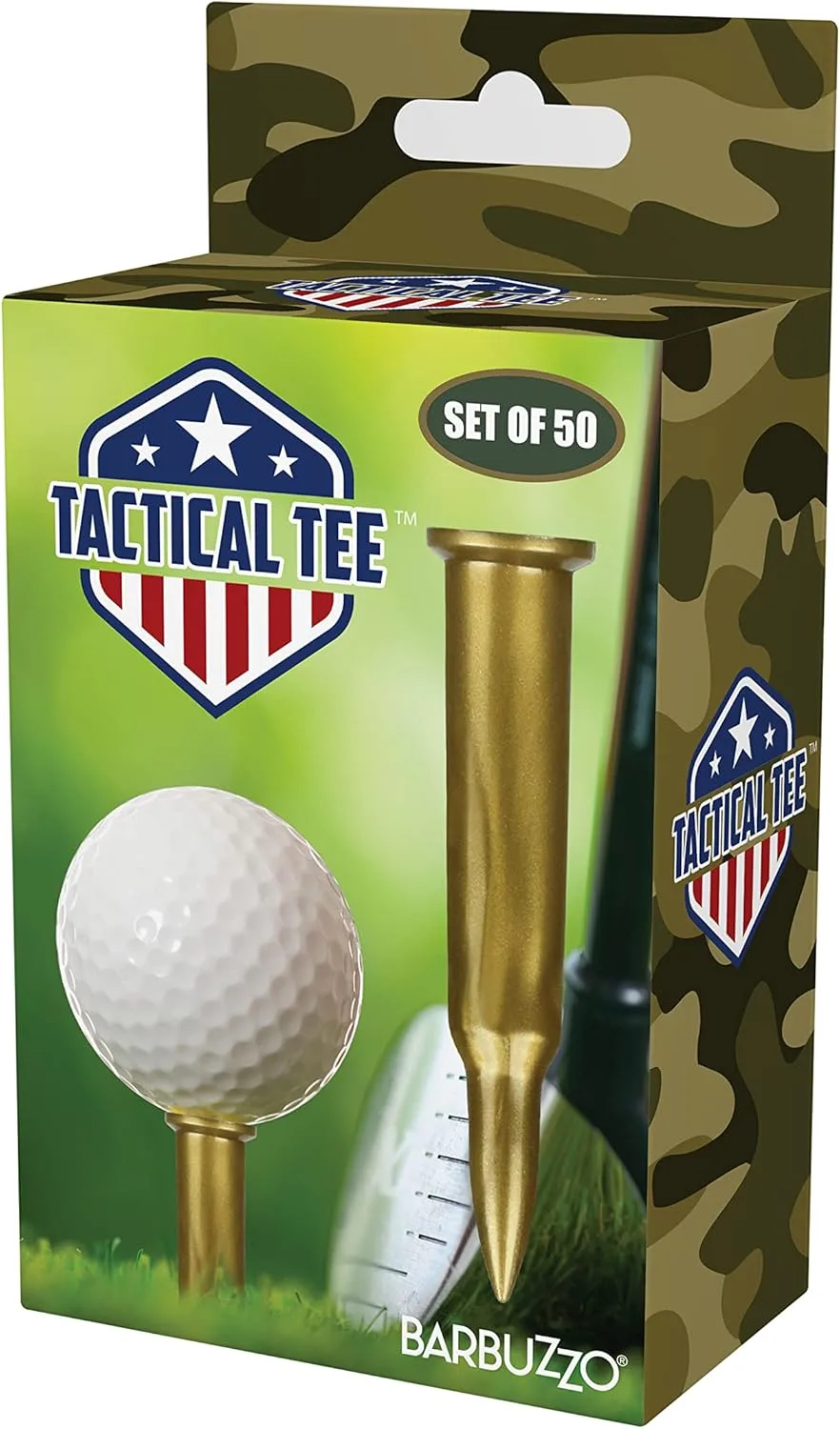 Caliber Gourmet Bullet Shaped Tactical Golf Tees System, Pack of 50 – Professional Golf Gifts for Men, Unique Christmas Gift