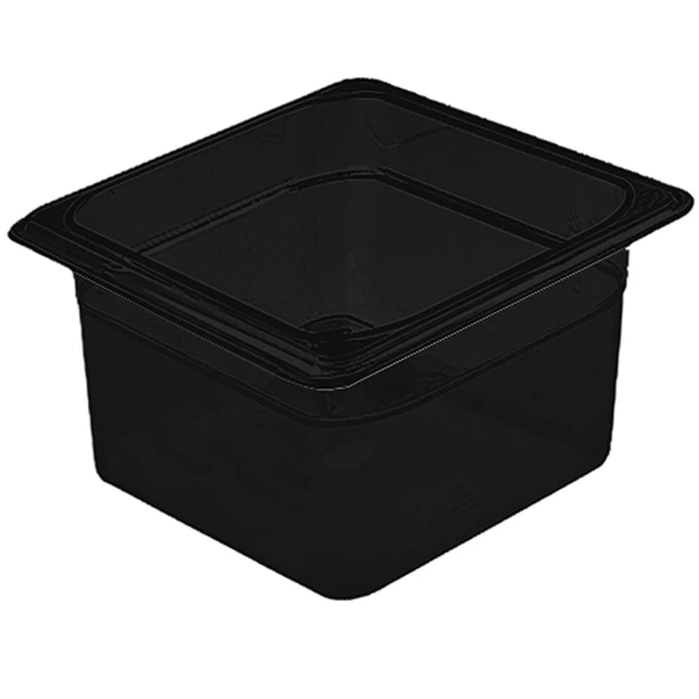Cambro 64CW110 Camwear Food Pan plastic 1/6-size 4"D black - Case of 6