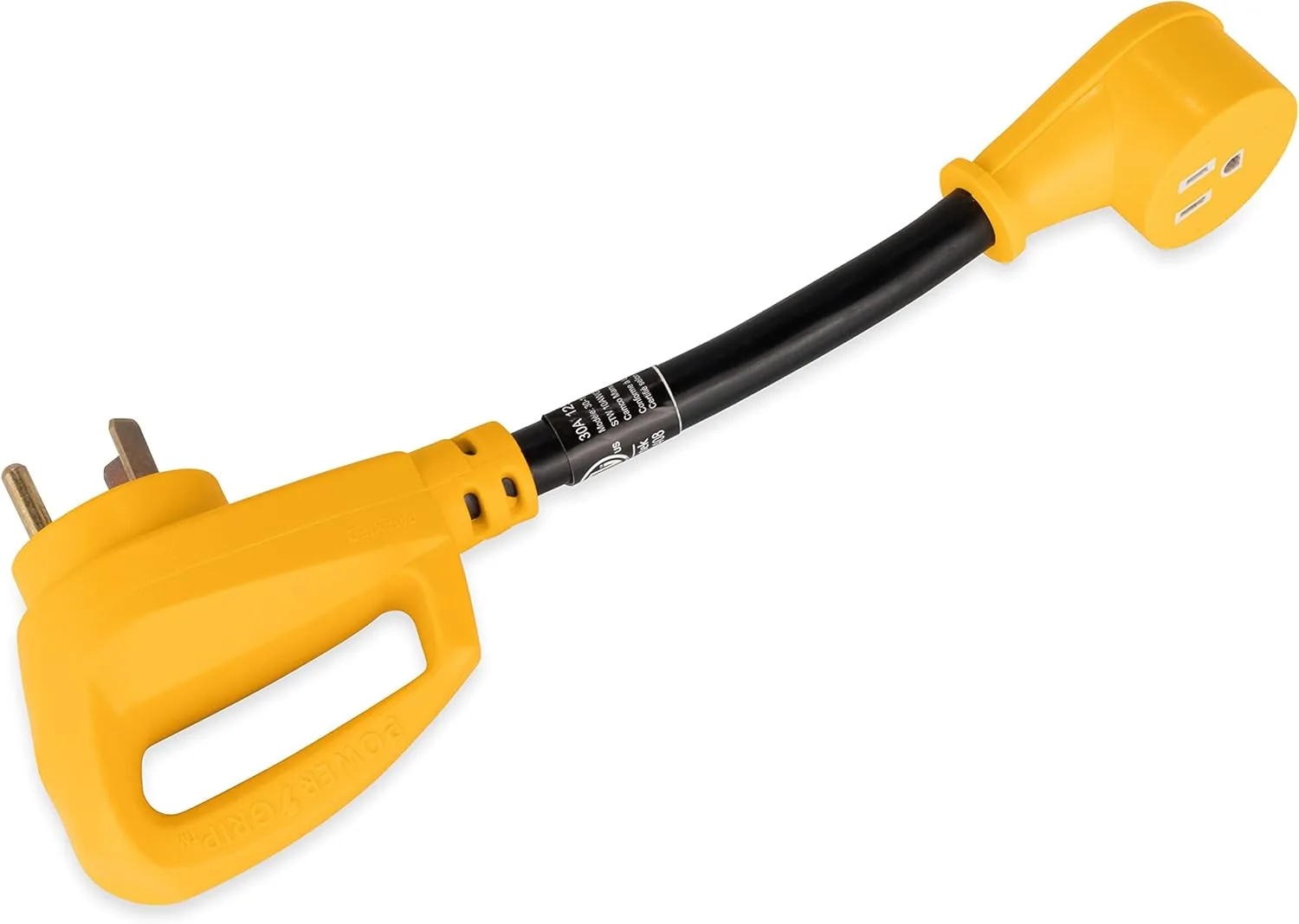Camco 12" PowerGrip Dogbone Electrical Adapter with Handle | 30 amp Male to 15 amp Female (55155)