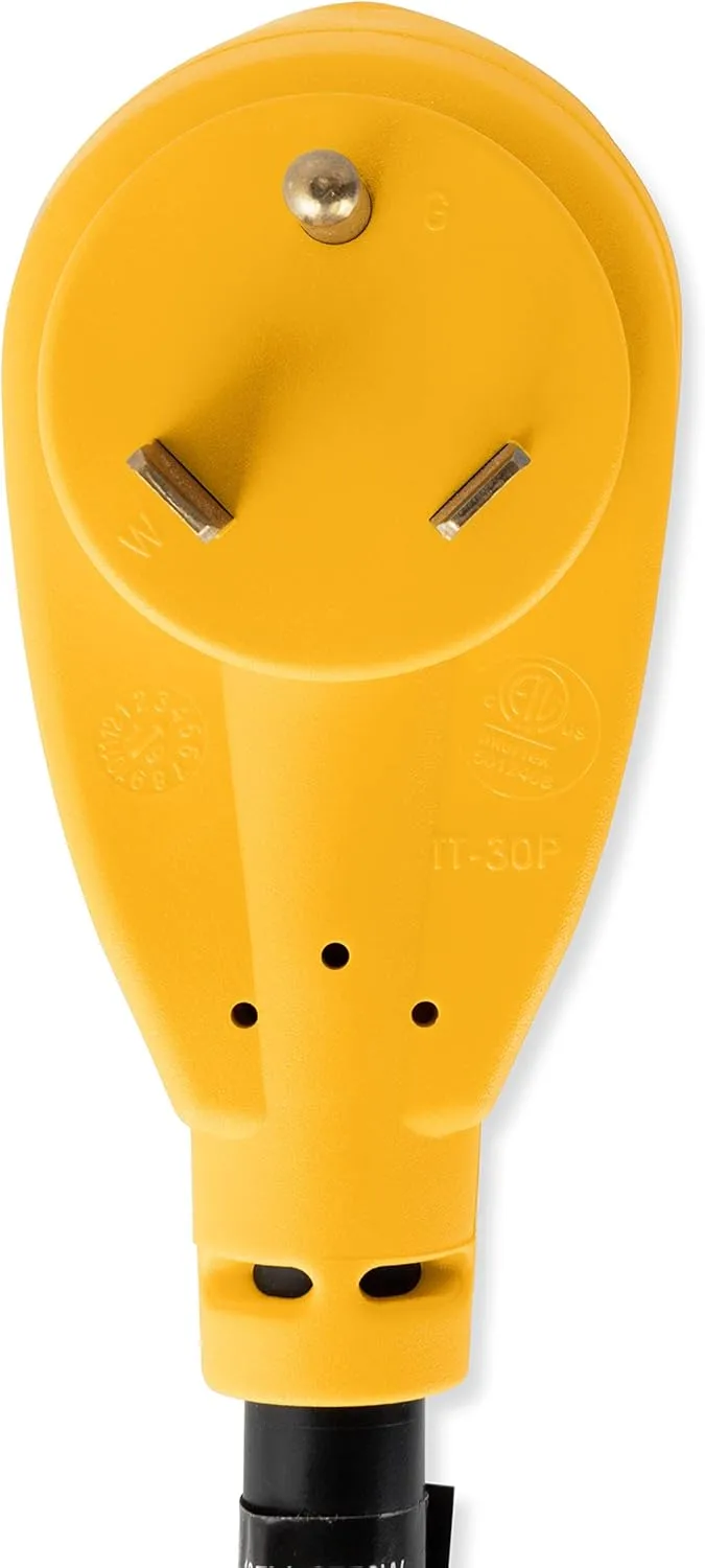 Camco 12" PowerGrip Dogbone Electrical Adapter with Handle | 30 amp Male to 15 amp Female (55155)