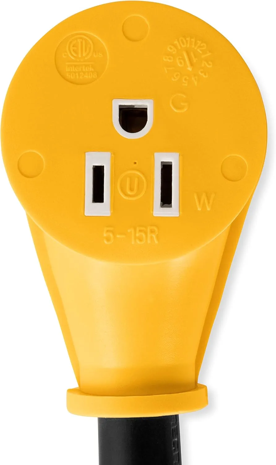 Camco 12" PowerGrip Dogbone Electrical Adapter with Handle | 30 amp Male to 15 amp Female (55155)